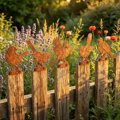 Hawthorne™ – Weathered Corten Steel Bird Silhouettes – Set of 5 Garden Decor + 50% OFF
