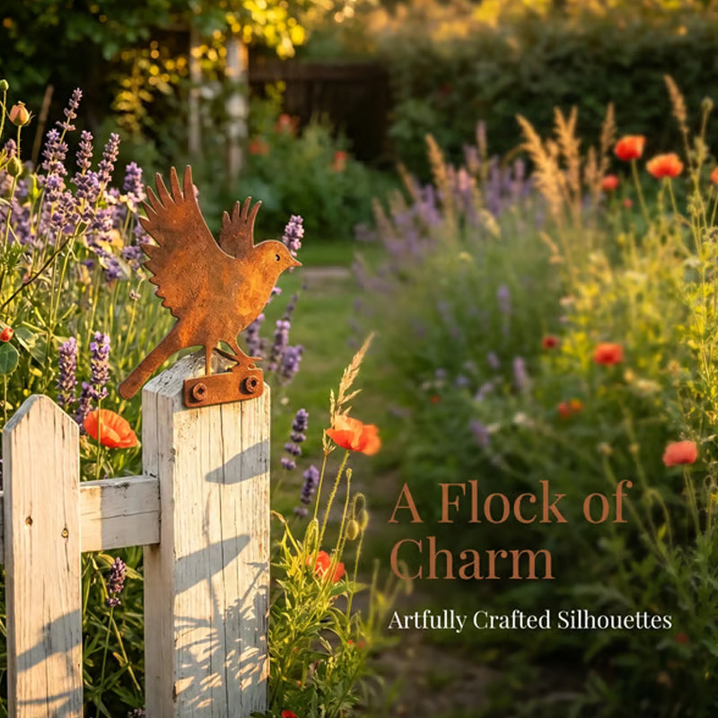 Hawthorne™ – Weathered Corten Steel Bird Silhouettes – Set of 5 Garden Decor + 50% OFF