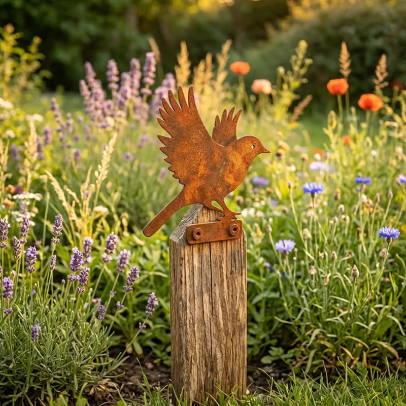 Hawthorne™ – Weathered Corten Steel Bird Silhouettes – Set of 5 Garden Decor + 50% OFF