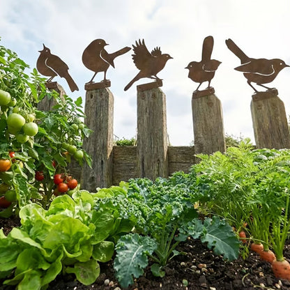 Hawthorne™ – Weathered Corten Steel Bird Silhouettes – Set of 5 Garden Decor + 50% OFF