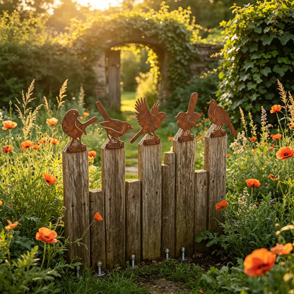 Hawthorne™ – Weathered Corten Steel Bird Silhouettes – Set of 5 Garden Decor + 50% OFF