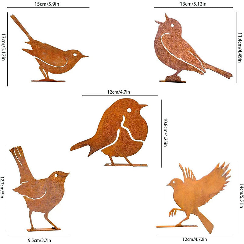 Hawthorne™ – Weathered Corten Steel Bird Silhouettes – Set of 5 Garden Decor + 50% OFF