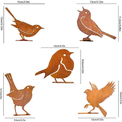 Hawthorne™ – Weathered Corten Steel Bird Silhouettes – Set of 5 Garden Decor + 50% OFF