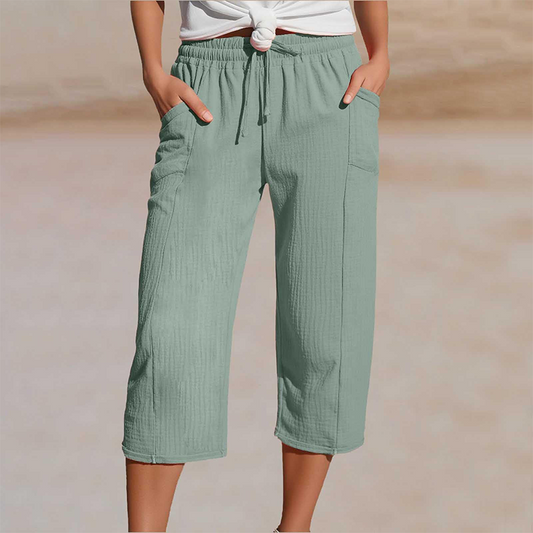 Linara™ – Breathable Wide-Leg Cropped Pants with Adjustable Waist + 50% OFF