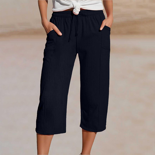 Linara™ – Breathable Wide-Leg Cropped Pants with Adjustable Waist + 50% OFF