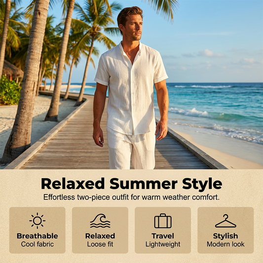 Driften™ – Textured Breathable Short-Sleeve Shirt & Pants Set + 50% OFF