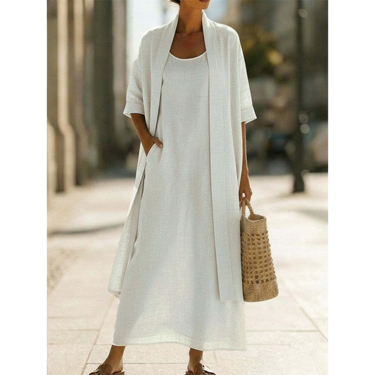 Lirelle™ – Breezy 2-Piece Linen-Blend Maxi Dress & Duster Set + 50% OFF