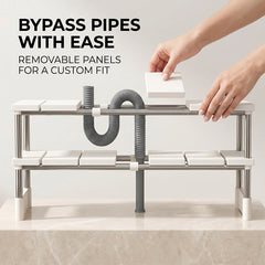 Alcove – Expandable Under-Sink Shelf with Removable Panels & No-Wobble Frame + 50% OFF