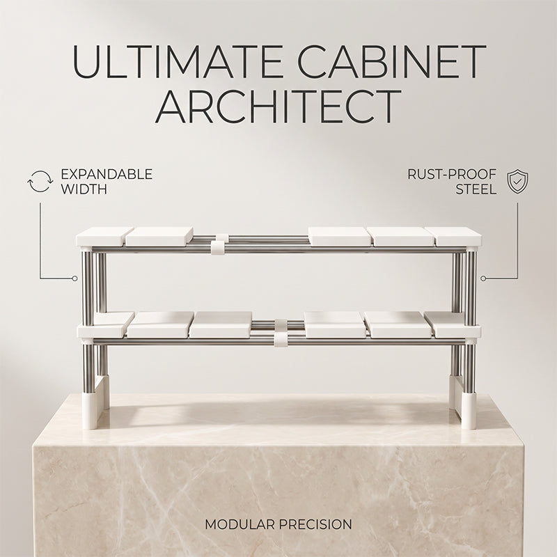 Alcove – Expandable Under-Sink Shelf with Removable Panels & No-Wobble Frame + 50% OFF