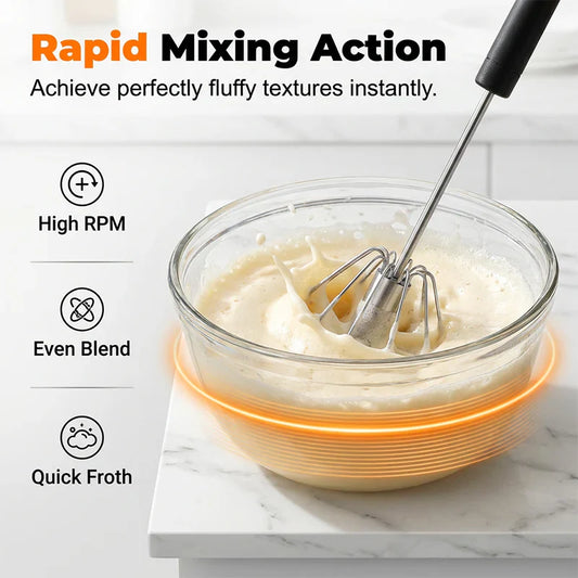 Frothwell – Push-Down Semi-Automatic Hand Egg Beater & Whisk + 50% OFF