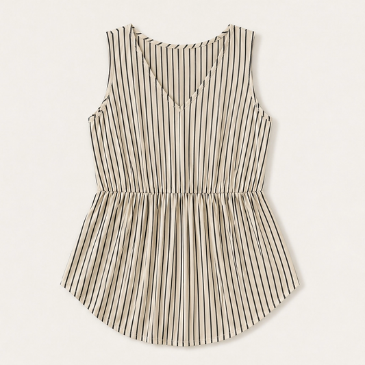 Willowmere – Flowy Pleated Peplum Sleeveless V-Neck Tank Top + 50% OFF
