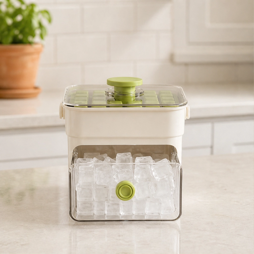 Glacio™ – Press-Release Ice Cube Tray with Sealed Storage Drawer & Lid + 50% OFF