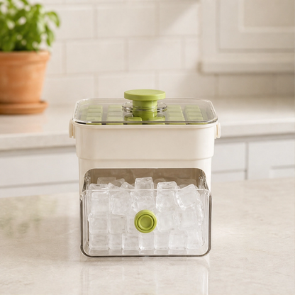 Glacio™ – Press-Release Ice Cube Tray with Sealed Storage Drawer & Lid + 50% OFF