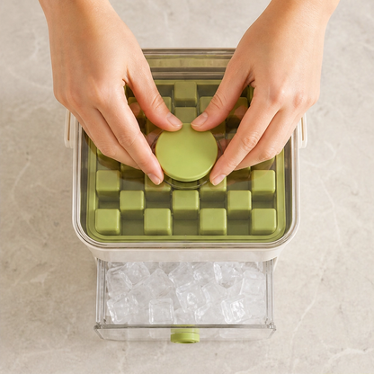 Glacio™ – Press-Release Ice Cube Tray with Sealed Storage Drawer & Lid + 50% OFF