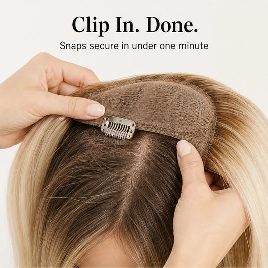 Tresselle – 100% Human Hair Hybrid Hairline Topper with Secure Clips + 50% OFF